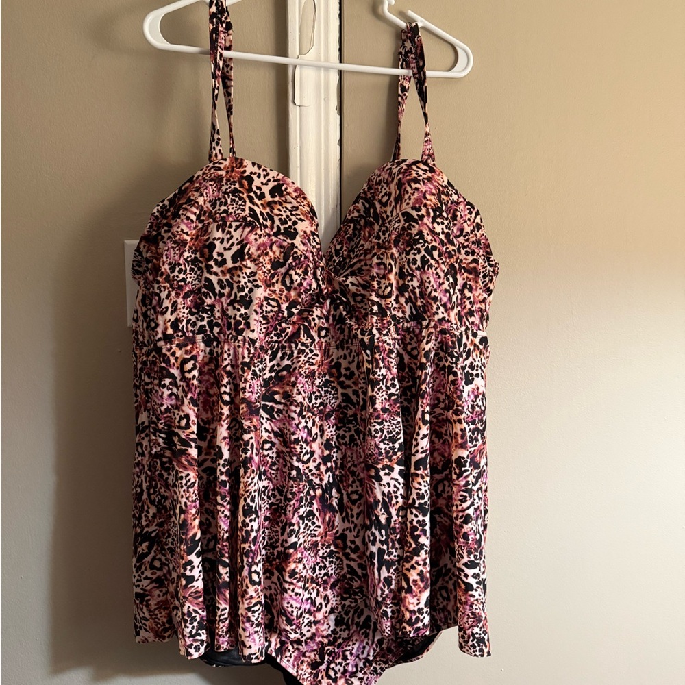 Torrid pink leopard print one piece swim suit